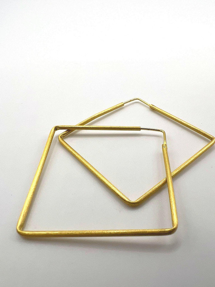 Matte Square Hoop Earrings – 18k Gold Plated 925 Silver