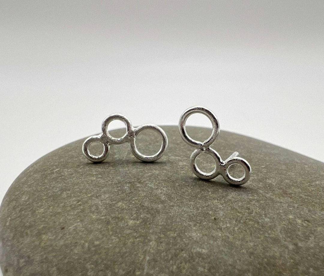 Matte Minimalist Multi-Circle Stud Earrings — 925 Silver
