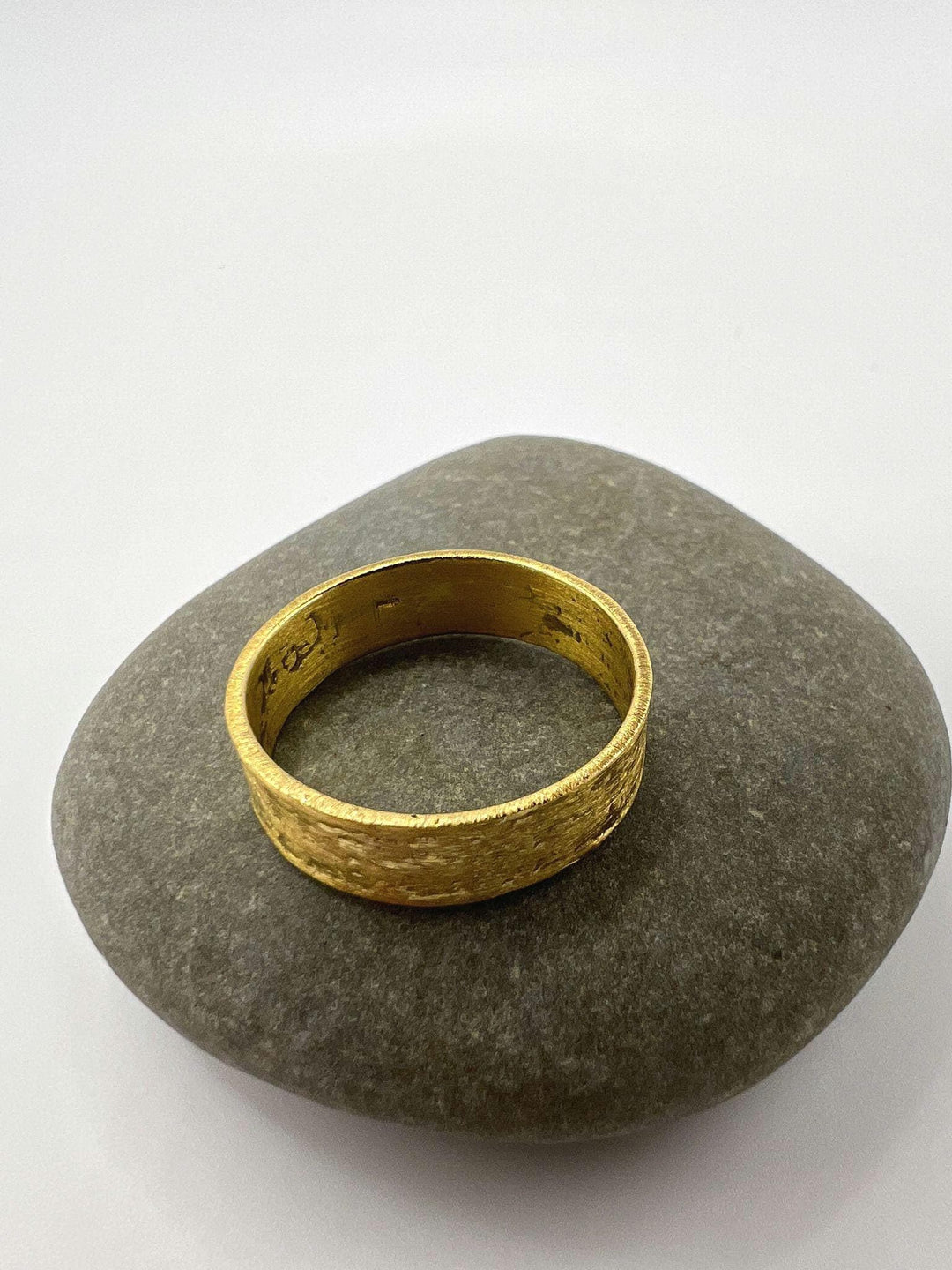 Wide Hammered 18k Gold Plated Unisex Statement Ring