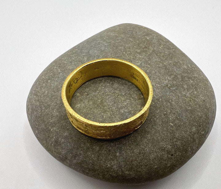 Wide Hammered 18k Gold Plated Unisex Statement Ring