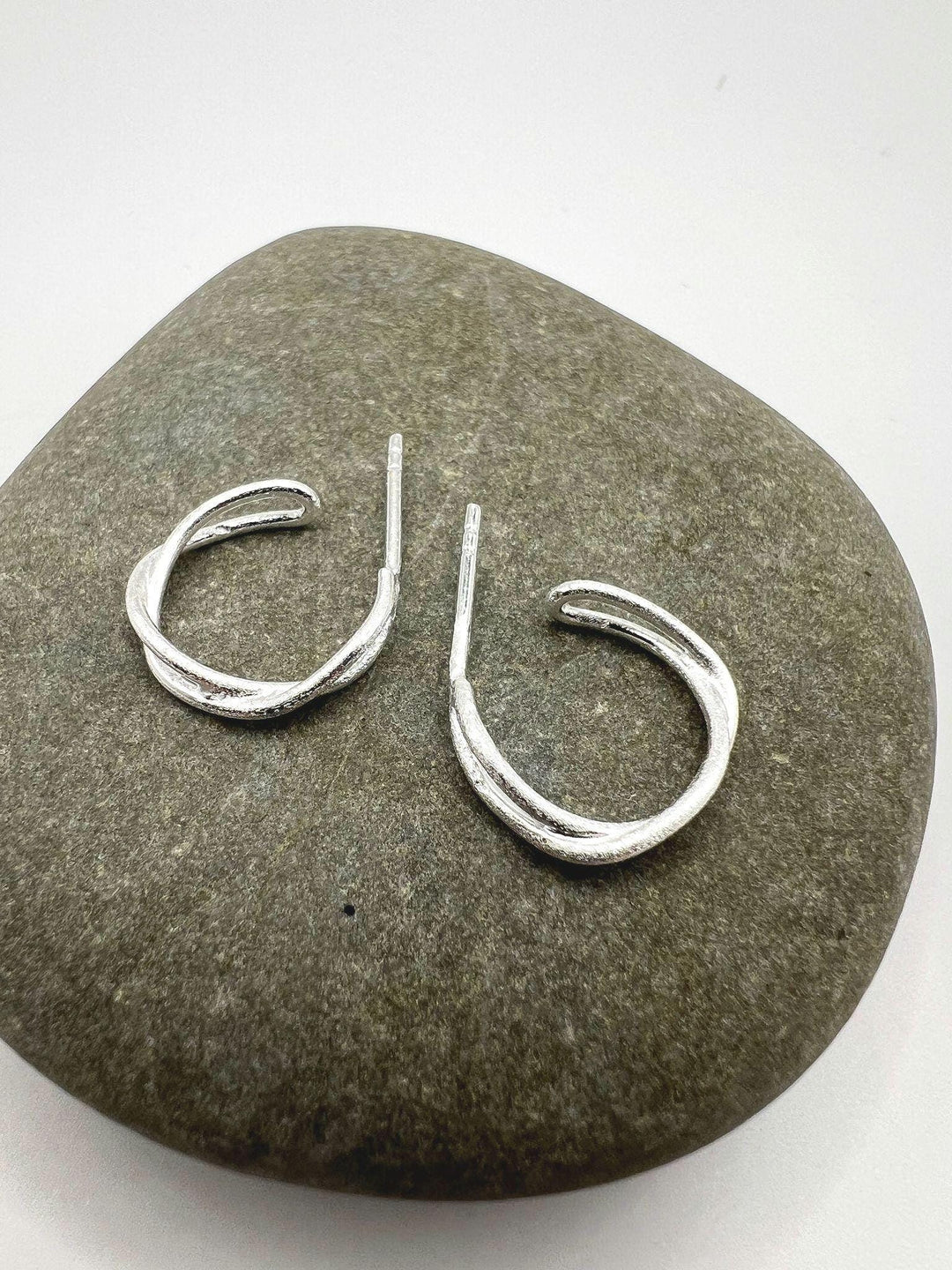 Matte Twisted Stud Earrings — 925 Silver