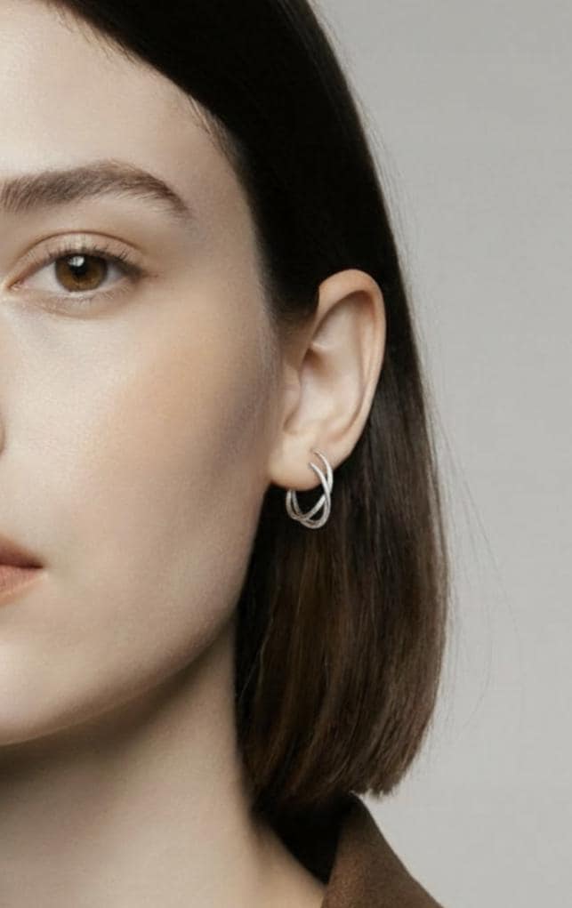Matte Twisted Stud Earrings — 925 Silver