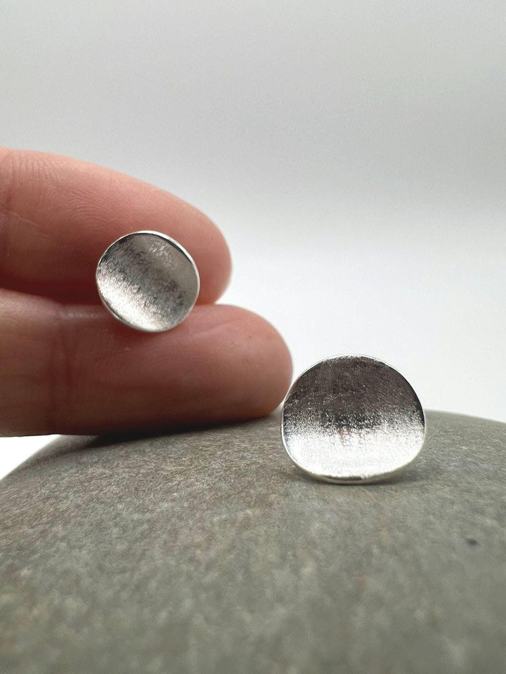Matte Minimalist Oval Stud Earrings — 925 Silver