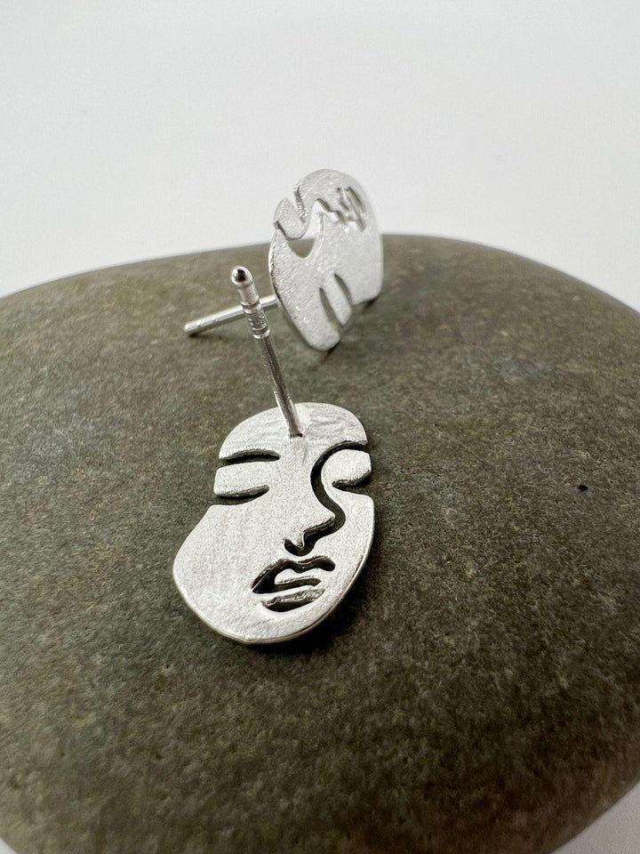 Matte Face Stud Earrings — 925 Silver