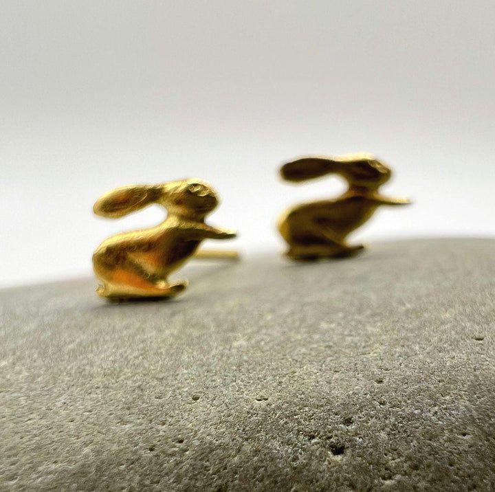 Mini Bunny Stud Earrings — Matte 18k Gold Plated