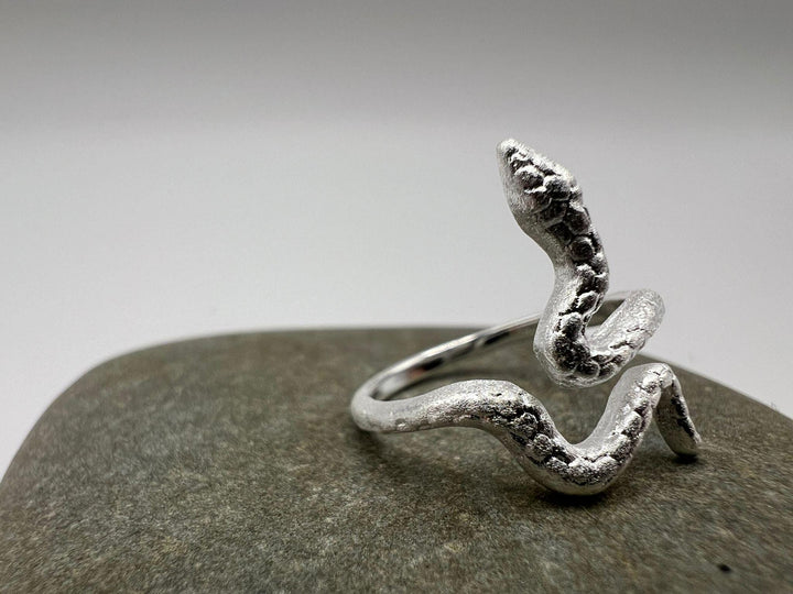 Matte Adjustable Snake Ring — 925 Silver