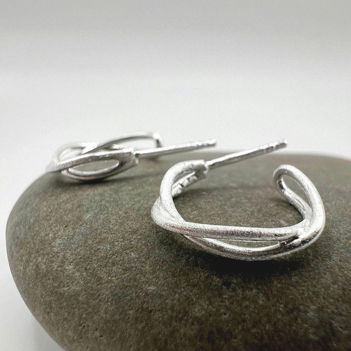 Matte Twisted Stud Earrings — 925 Silver