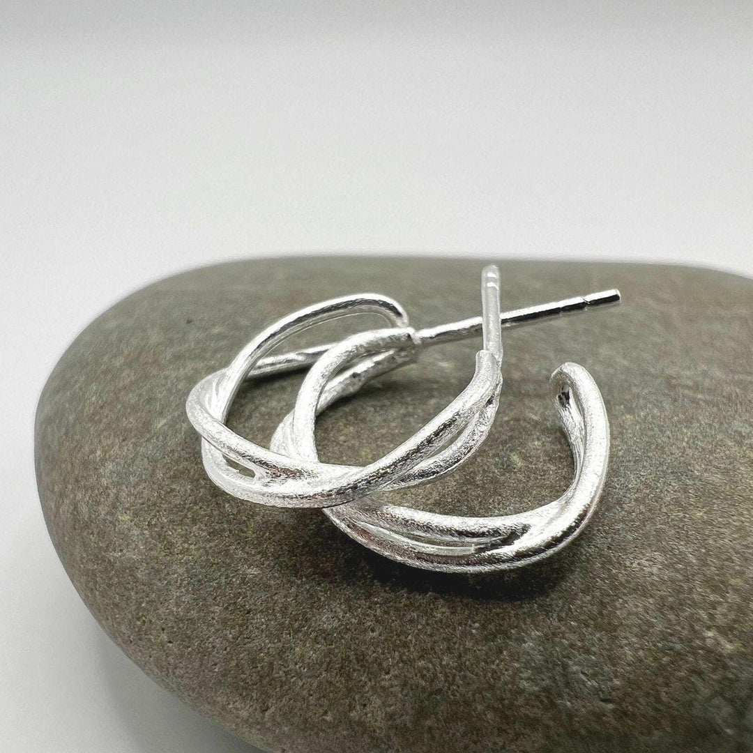 Matte Twisted Stud Earrings — 925 Silver