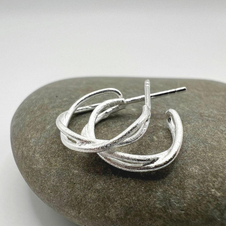 Matte Twisted Stud Earrings — 925 Silver