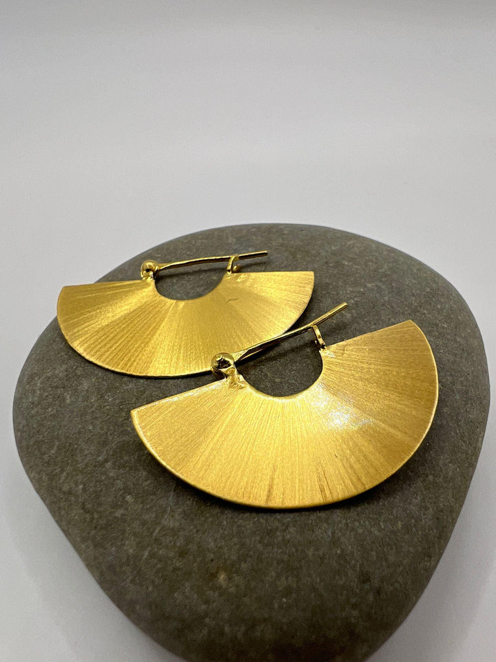 Matte Gold Fan Earrings — 18k Gold Plated