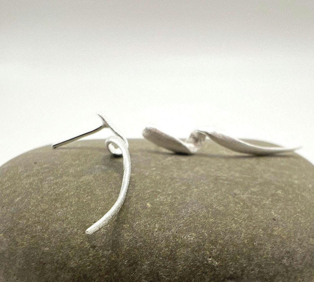 Matte Long Twist Stud Earrings — 925 Silver
