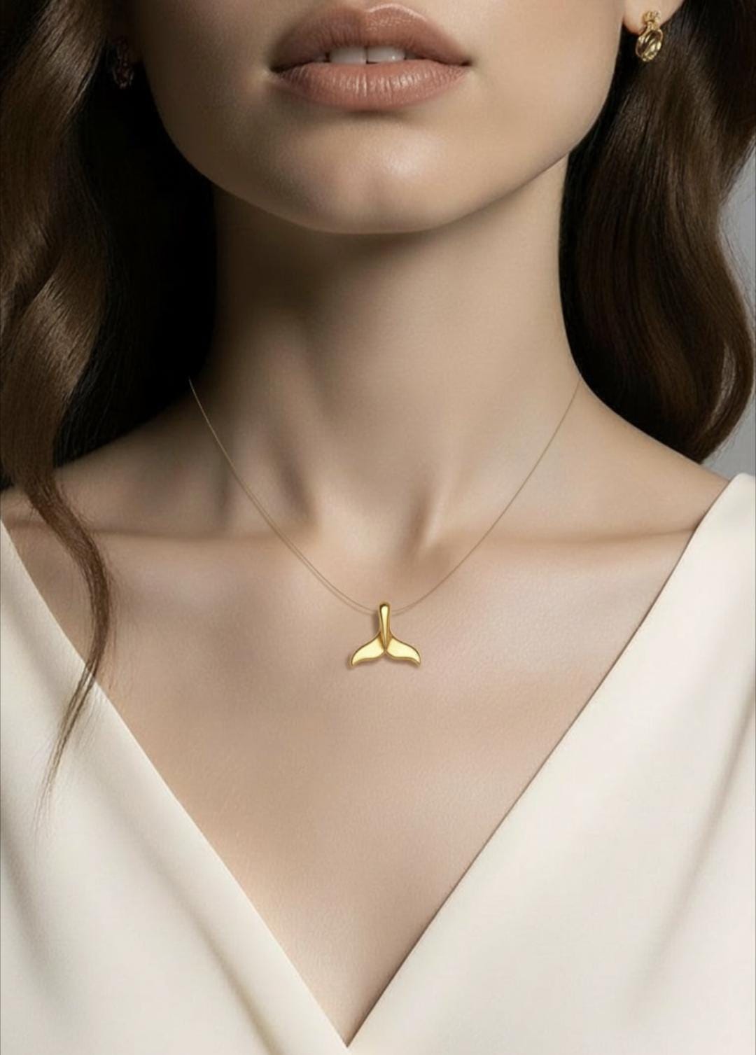 18k Gold Plated Whale Tail Pendant