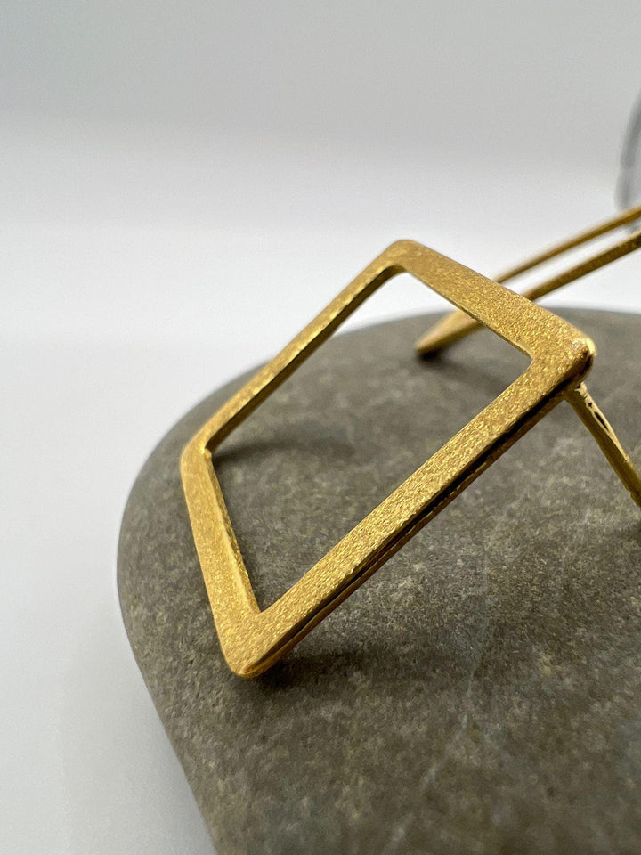 Matte Large Square Stud Earrings — 18k Gold Plated