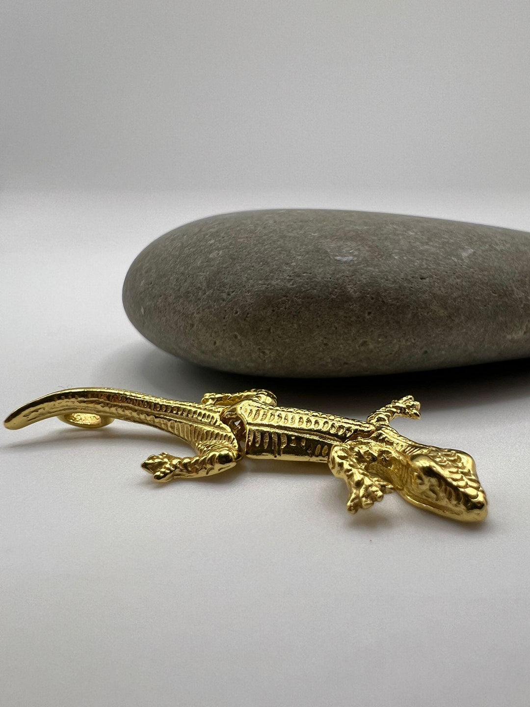 Flexible Articulated Gold Lizard Pendant — 18k Gold Plated