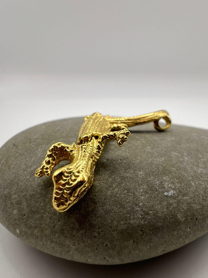 Flexible Articulated Gold Lizard Pendant — 18k Gold Plated