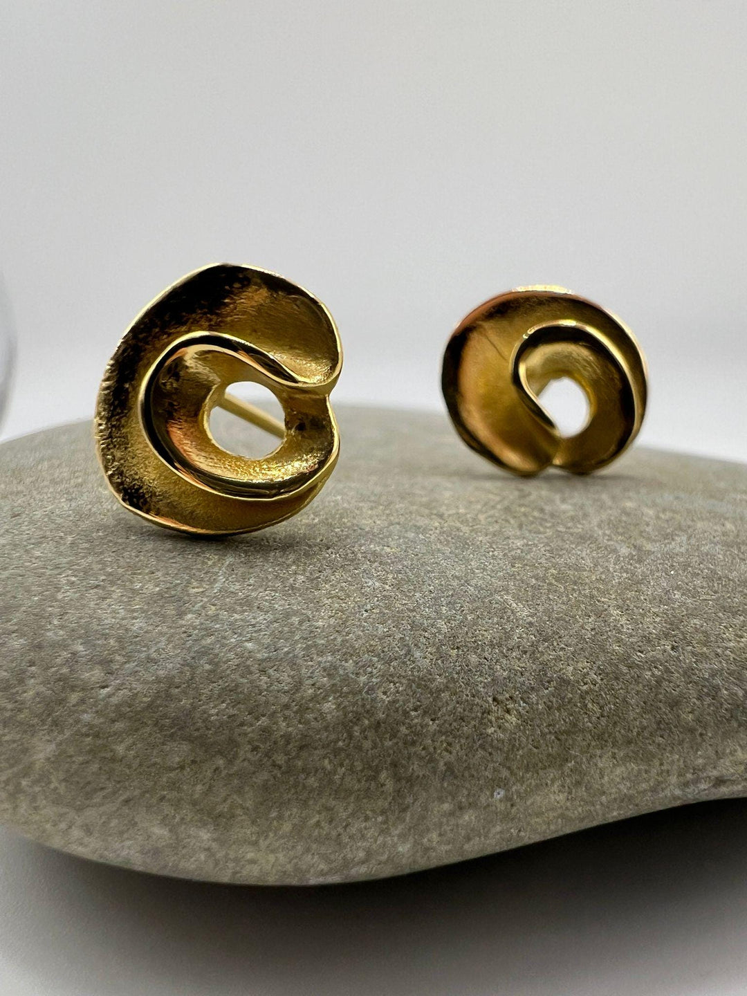 Matte Gold Spiral Stud Earrings — 18k Gold Plated
