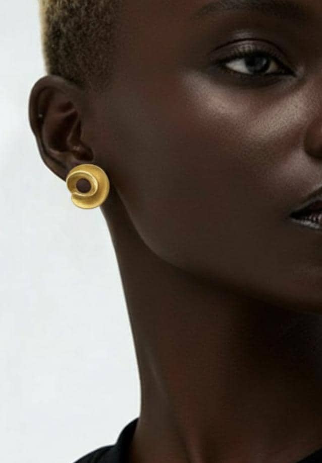 Matte Gold Spiral Stud Earrings — 18k Gold Plated