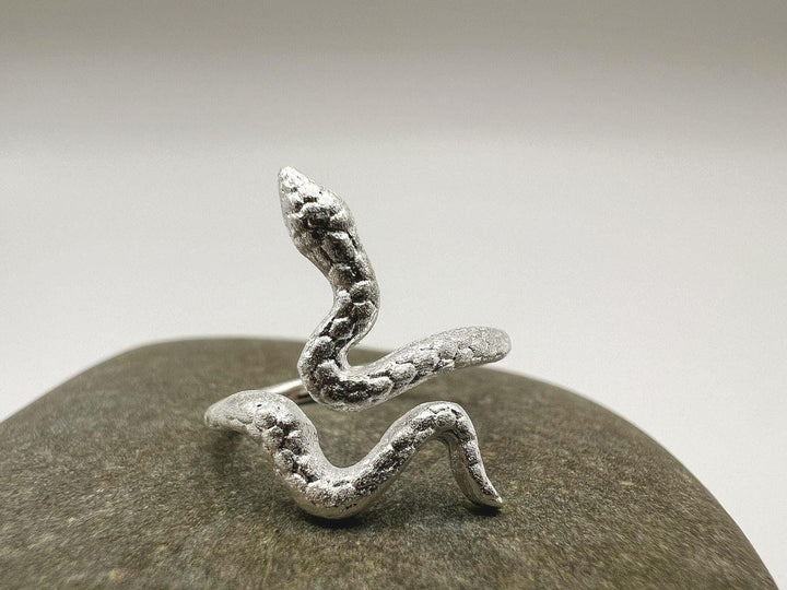 Matte Adjustable Snake Ring — 925 Silver