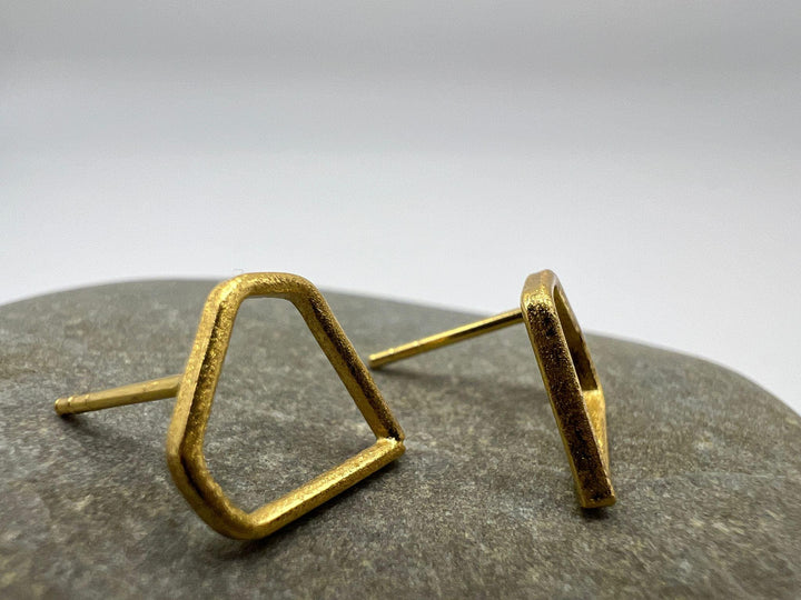 Diamond Shape Stud Earrings — 18k Gold Plated