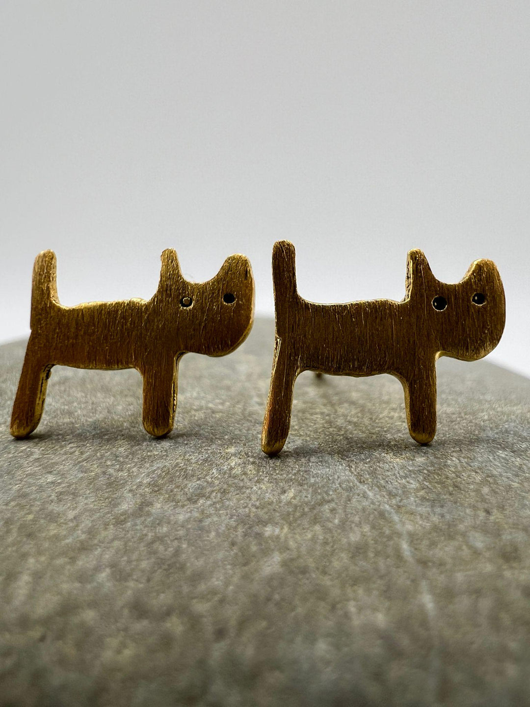 Cat Stud Earrings — Matte 18k Gold Plated