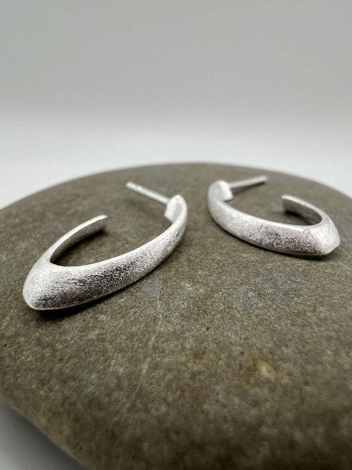 Matte Sculptural Stud Earrings – 925 Silver