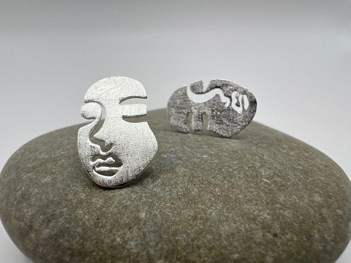 Matte Face Stud Earrings — 925 Silver