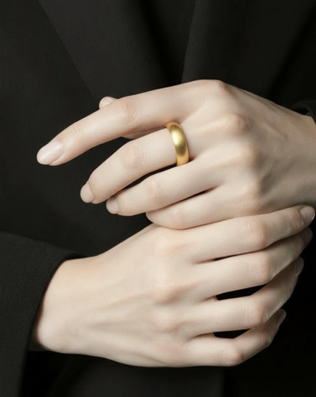 Matte Wide Band Ring 18k Gold Plated