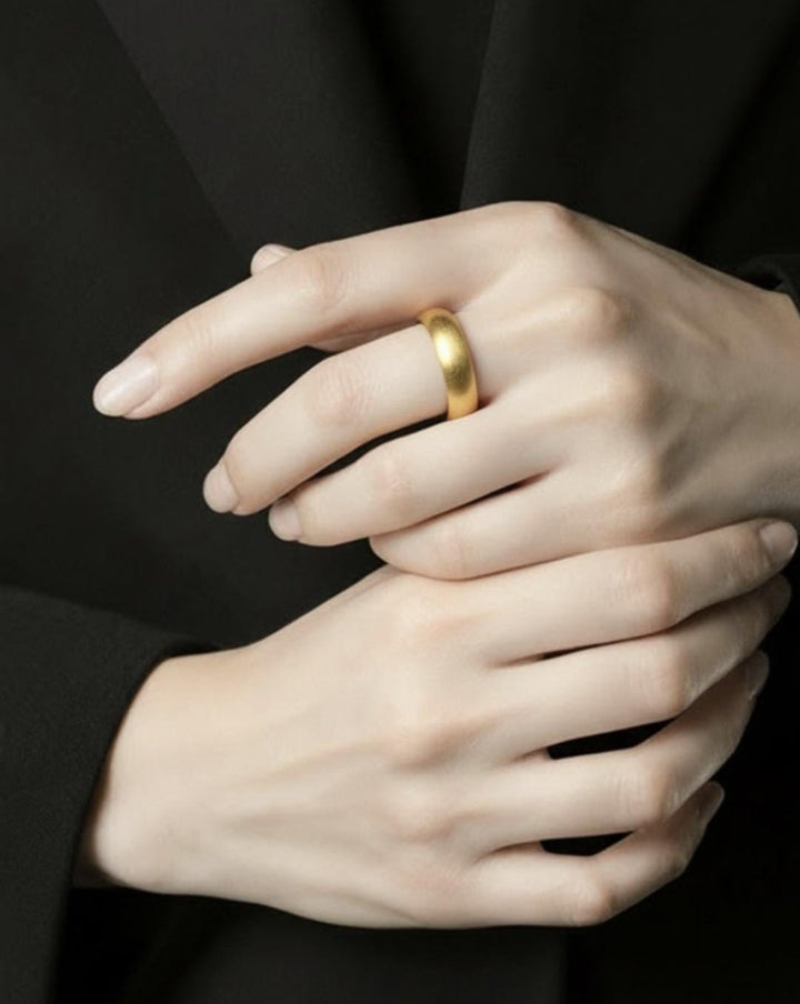Matte Wide Band Ring 18k Gold Plated