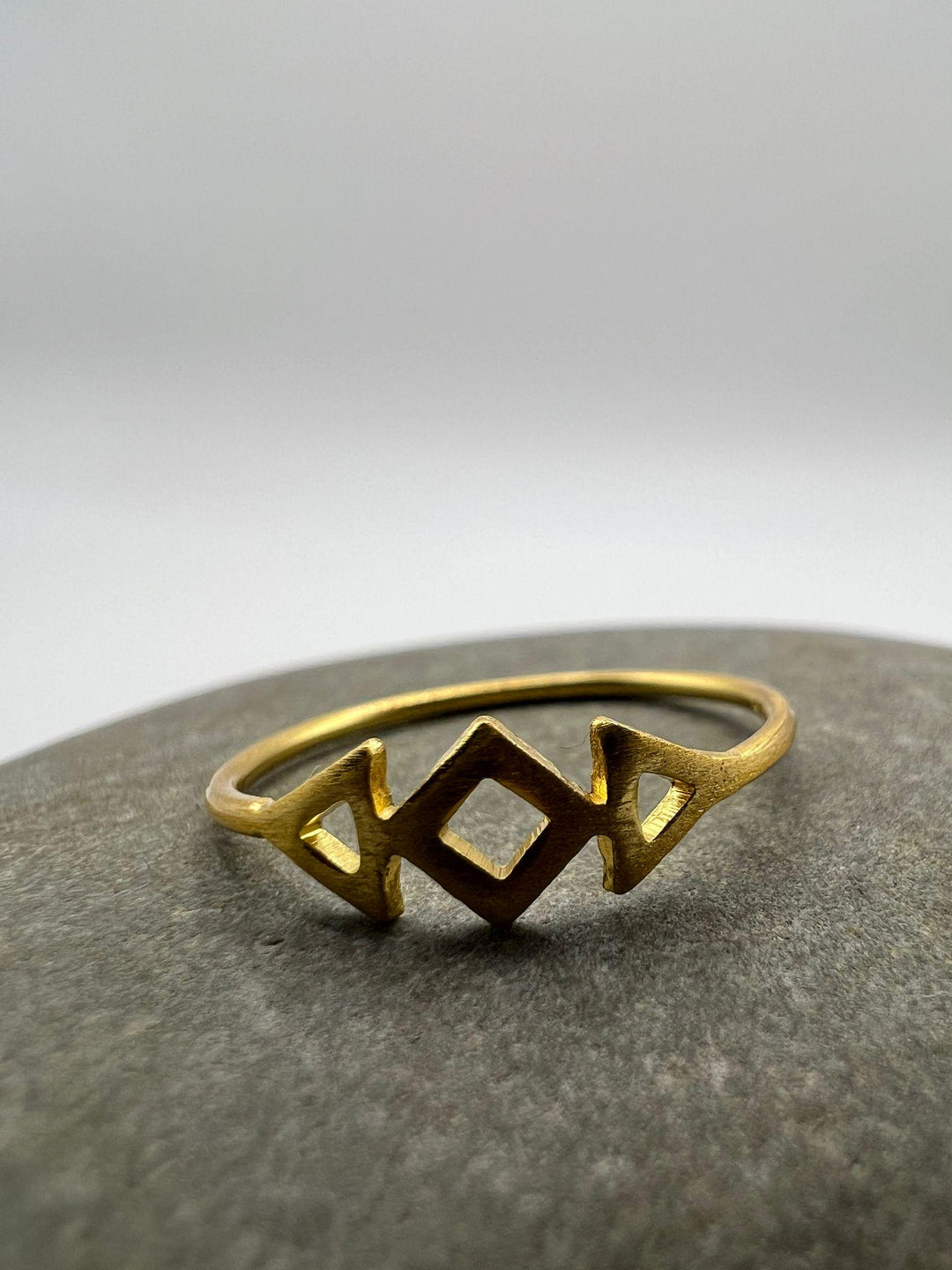 Geometric Diamond Ring • Matte 18k Gold Plated 925 Silver