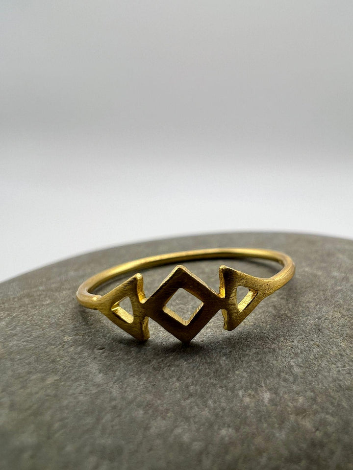 Geometric Diamond Ring • Matte 18k Gold Plated 925 Silver