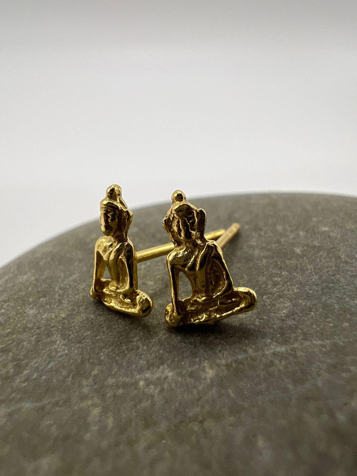 Small Buddha Stud Earrings — 18k Gold Plated
