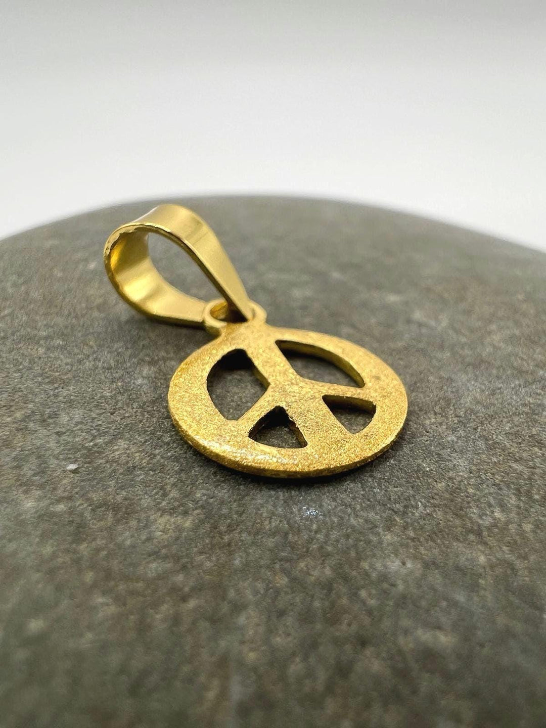 Matte Gold Plated Peace Symbol Pendant