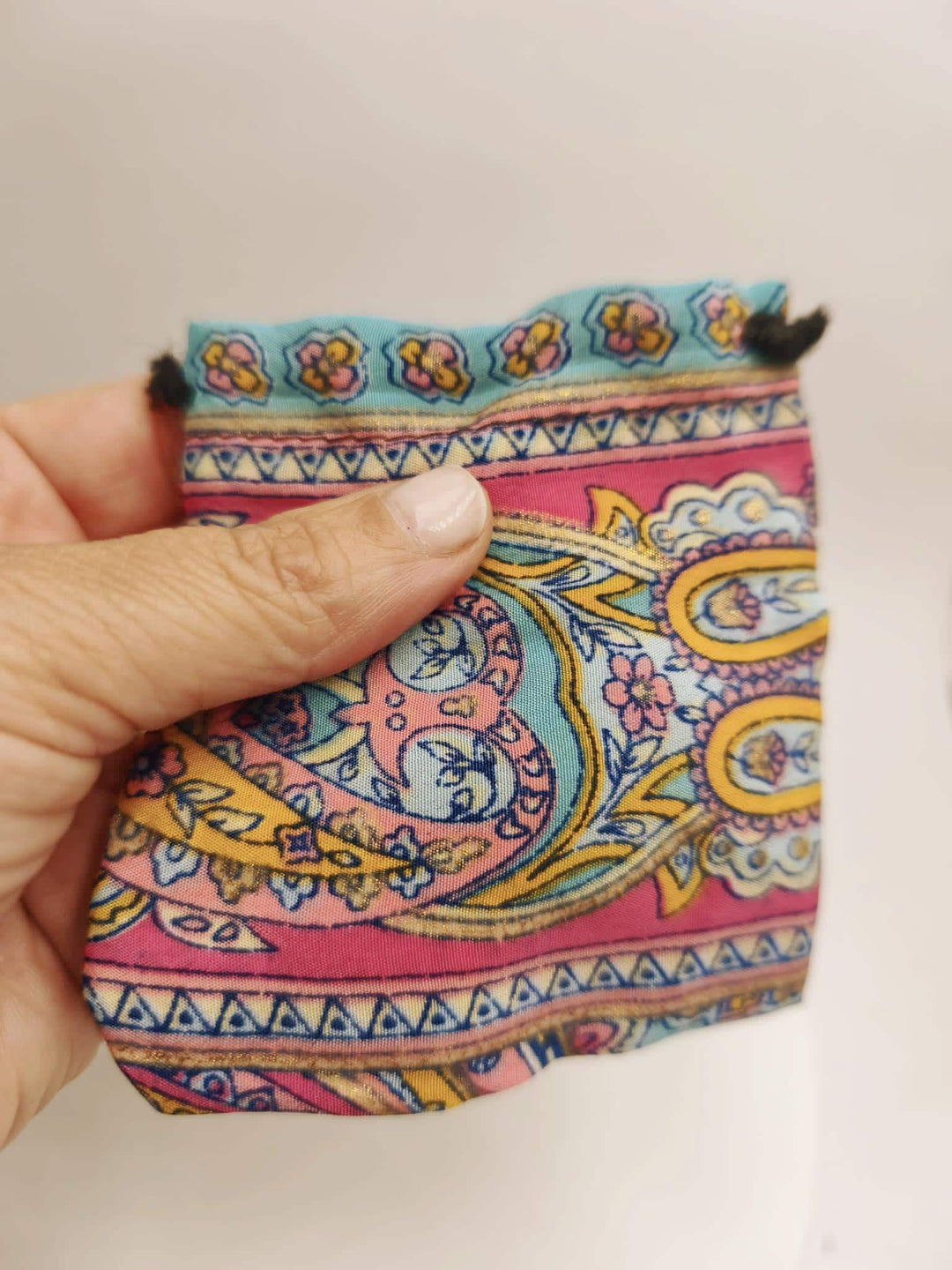 Recycled Sari Fabric Pouches, Handmade Jewelry Packaging, Small Eco Gift Bags
