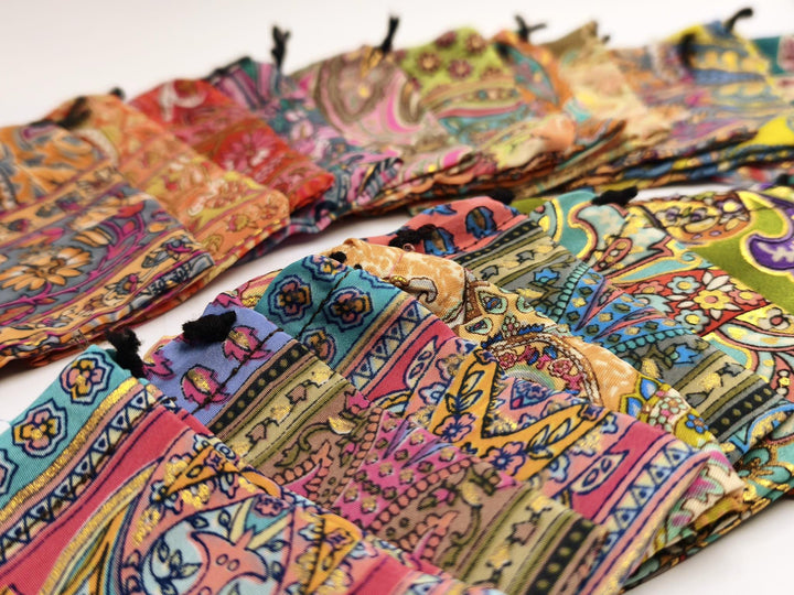 Recycled Sari Fabric Pouches, Handmade Jewelry Packaging, Small Eco Gift Bags