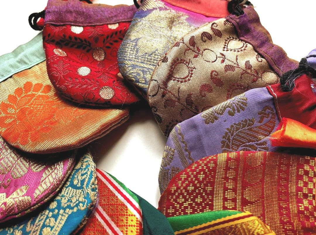 Recycled Sari Jewelry Pouch | Small Boho Indian Silk Gift Bag