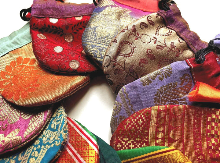 Recycled Sari Jewelry Pouch | Small Boho Indian Silk Gift Bag