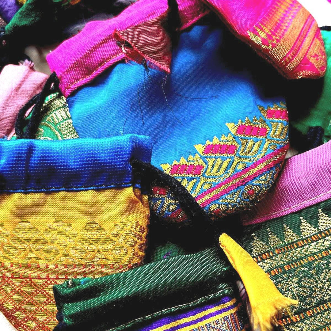 Recycled Sari Jewelry Pouch | Small Boho Indian Silk Gift Bag