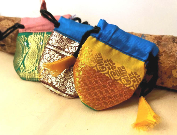Recycled Sari Jewelry Pouch | Small Boho Indian Silk Gift Bag
