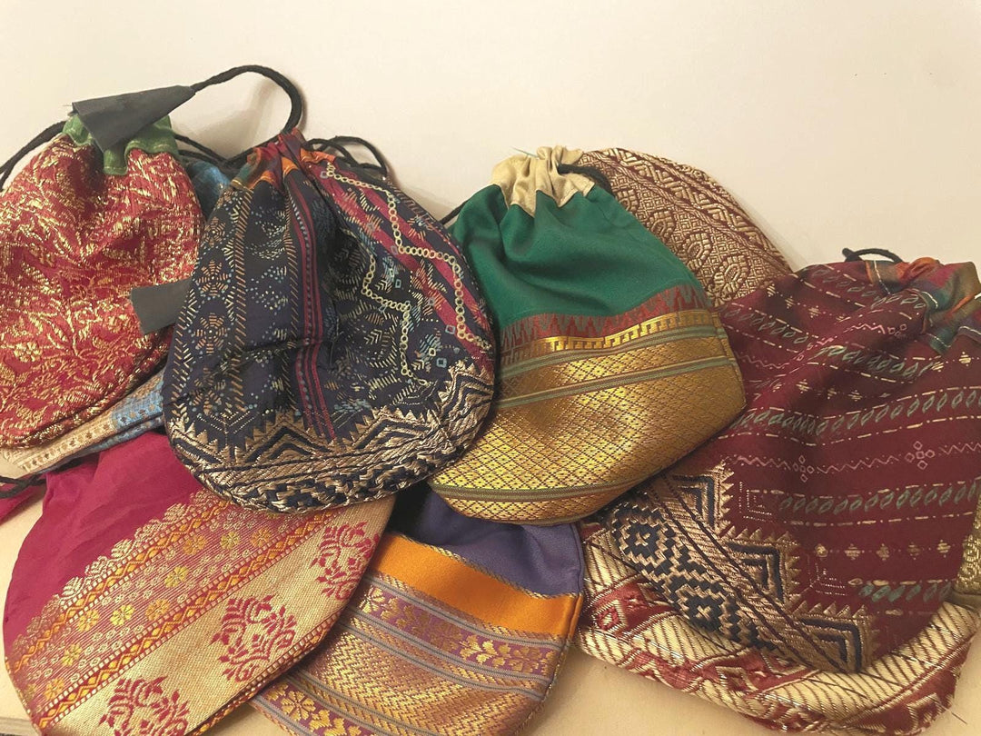 Recycled Sari Jewelry Pouch | Small Boho Indian Silk Gift Bag
