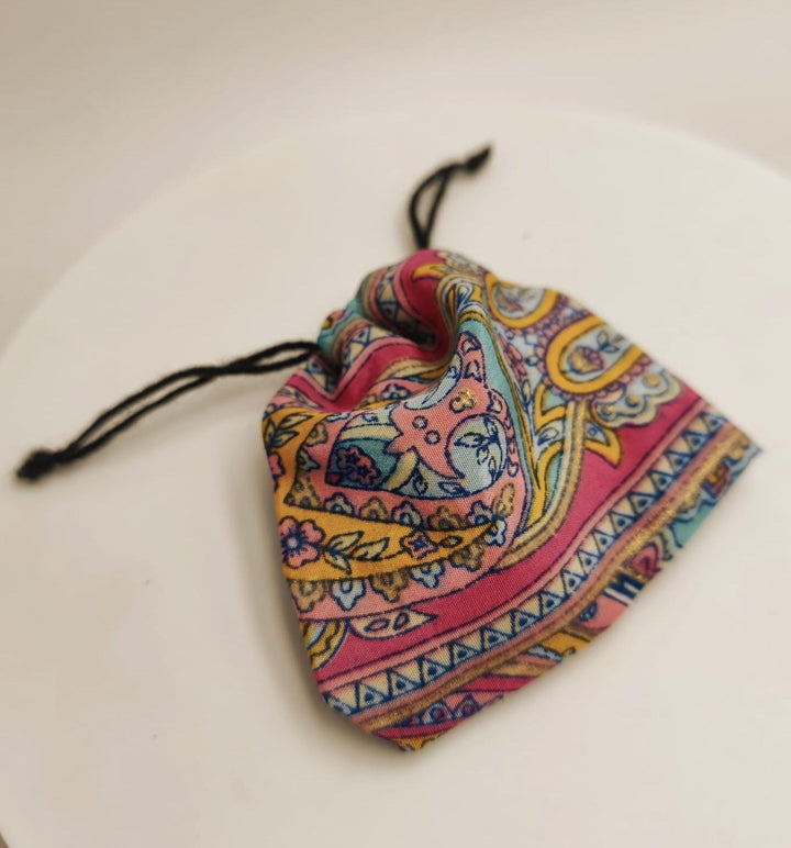 Recycled Sari Fabric Pouches, Handmade Jewelry Packaging, Small Eco Gift Bags