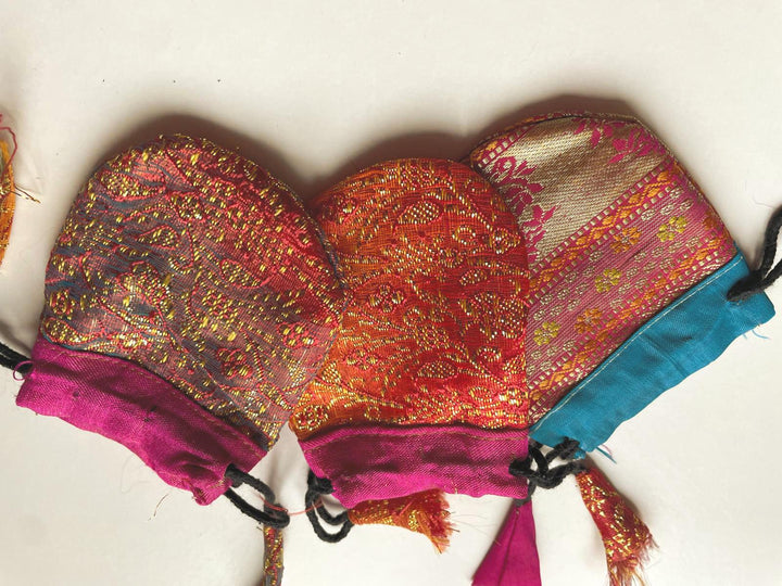 Recycled Sari Jewelry Pouch | Small Boho Indian Silk Gift Bag