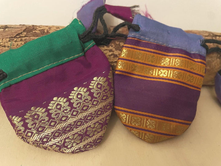 Recycled Sari Jewelry Pouch | Small Boho Indian Silk Gift Bag