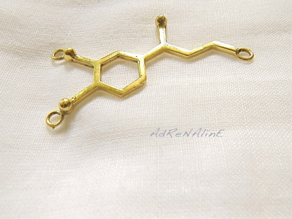Adrenaline Molecule Pendant — Silver-Plated Brass