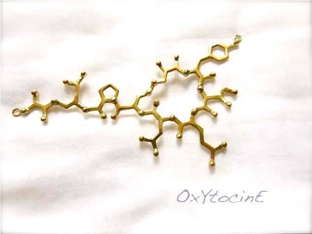 Oxytocin Necklace, Molecular Structure Necklace, Gold Oxytocin Molecule