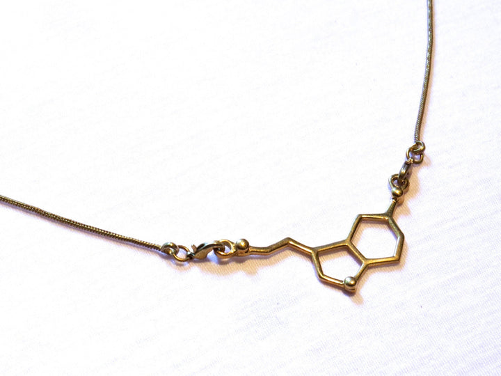 Serotonin Molecule Necklace — Silver-Plated Brass