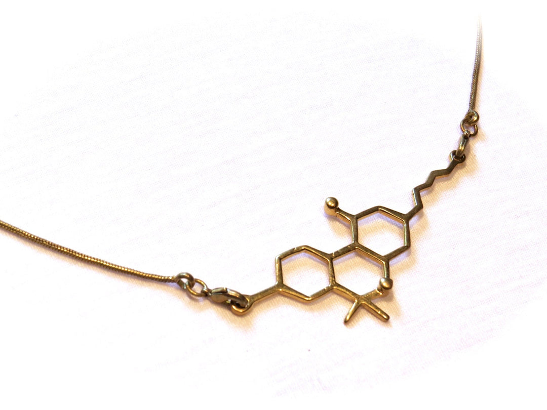 THC Molecule Necklace — Silver-Plated Brass
