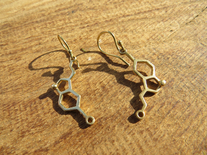 Serotonin Molecule Earrings — 925 Silver or Brass