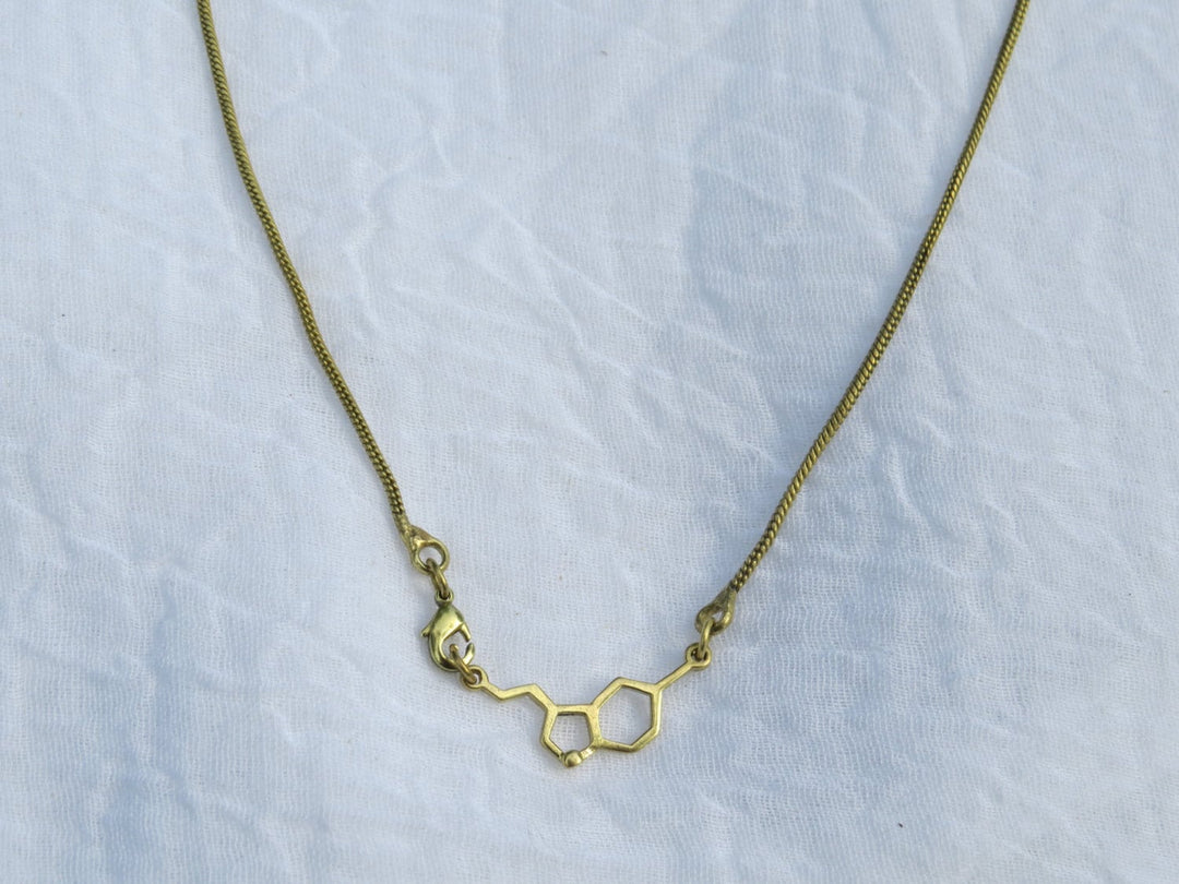Serotonin Molecule Necklace — 18k Gold Plated