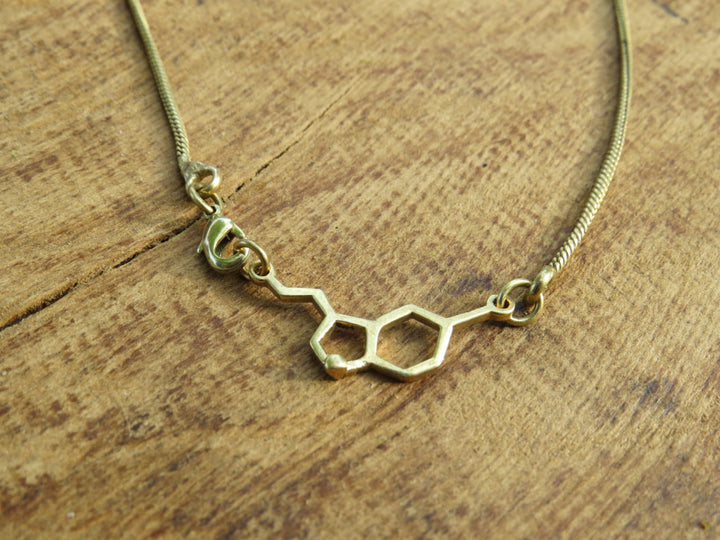 Serotonin Molecule Necklace — 18k Gold Plated
