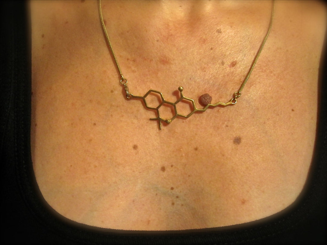 THC Molecule Necklace — Silver-Plated Brass